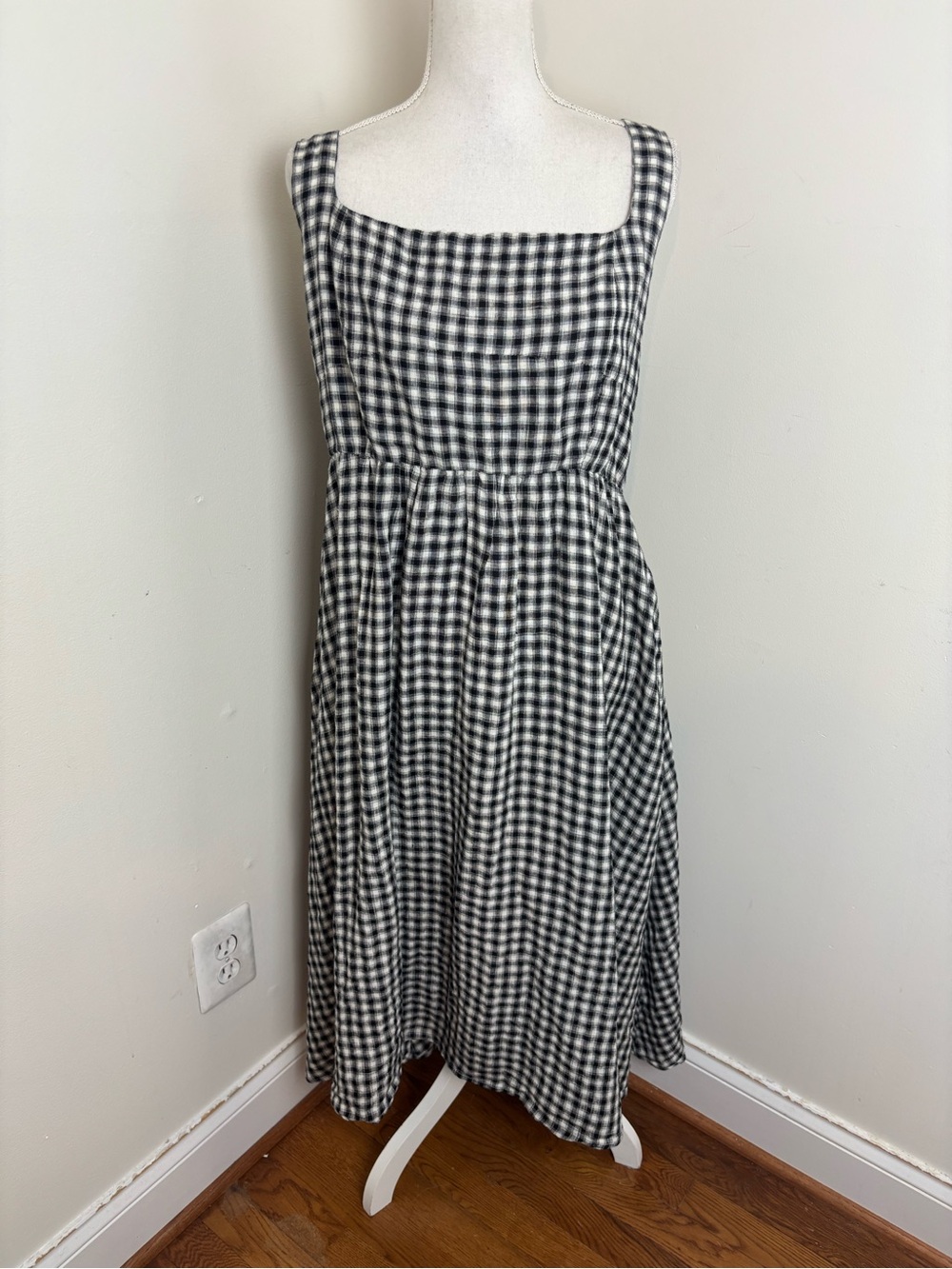 Quince 100% European Linen Midi Dress In Classic Mini Gingham Size XL - Picture 9 of 14